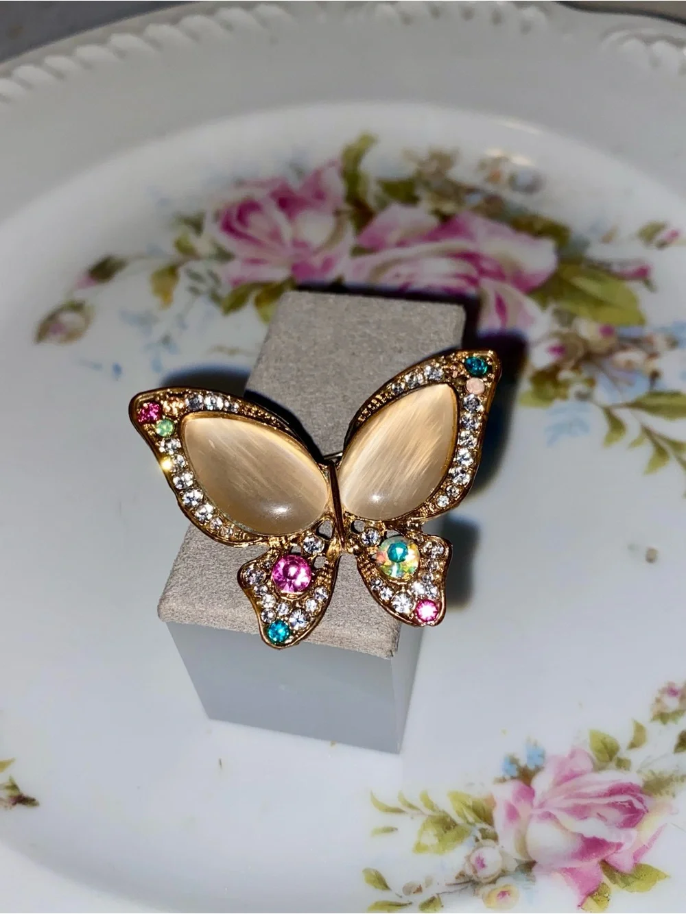 Gold Butterfly Crystal- Multicolor Brooch